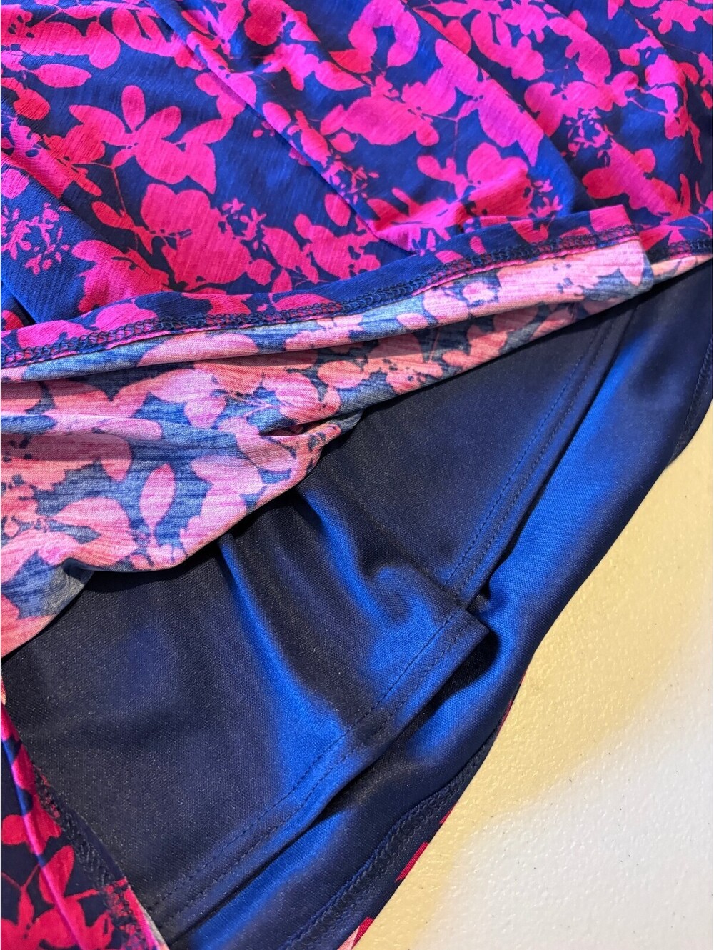 41 Hawthorn Large Navy Blue and Pink Floral Wrap Dress with Belt - Picture 8 of 9